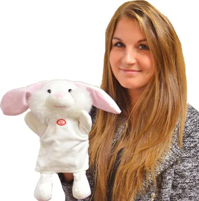 Produktbild von Kögler Jolipu Musikhandpuppe Hase Osterhase incl. Batterien Plüsch Handpuppe 44 cm weiß