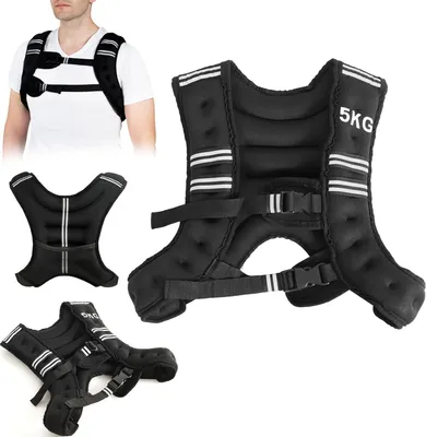 Produktbild von KOMFOTTEU Gewichtsweste 5 kg, Gewichtsweste aus Neopren für Gewichtstraining, Laufweste mit reflektierenden Streifen und verstellbaren Trägern