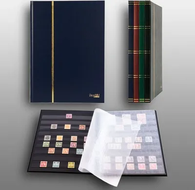 Produktbild von Prophila Collection 16 Schwarze Seiten A4 Briefmarken-Einsteckbuch blau