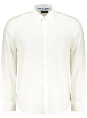 Image de Chemise à manches longues pour homme, blanche - Chemise boutonnée avec broderie