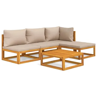 Immagine prodotto di Set Salotto da Giardino 5pz con Cuscini Tortora Legno Massello