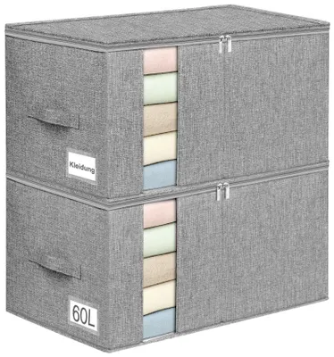 Produktbild von Aufbewahrungstaschen 2 Stück - Faltbare Kleidung Organizer, Grau