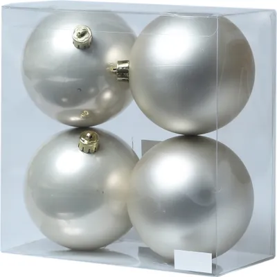 Christbaumkugel - Weihnachtsbaumkugel - bruchfest - D: 10cm - glänzend, matt - champagner - 4er Set