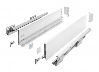 Produktbild von Schubkastensystem Weiß Vollauszug Unterflurführung Schubladensystem Soft Close Funktion 350mm 120mm