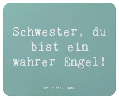 Produktbild von Mr. & Mrs. Panda Mousepad Spruch Schwester Engel - Meeresbrise - Geschenk, Mouse Pad, Danke sagen, laptop, Geschenke, Besonderes, Aufmerksamkeit, Handgefertigt, Liebe