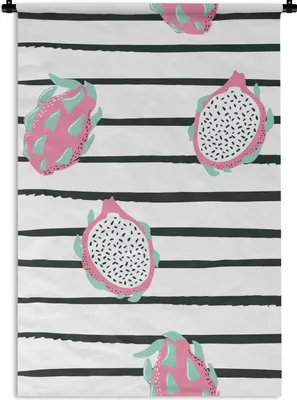 Produktbild von MuchoWow® Wandteppich Wandbehang Sommer - Obst - Rosa 90x135 cm Tapisserie Dekoration Wandtuch - Baumwolle - Wandskulptur