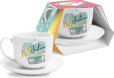 Zdjęcie produktu dla filiżanka ze spodkiem 400ml - Jestem Mamą