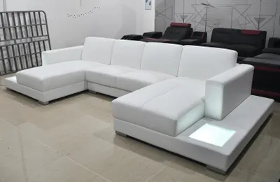 Produktbild von Ledersofa Sofa Modernes Polster Leder Design Ecksofa Couch Stoff Wohnlandschaft