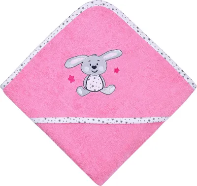 Produktbild von Wörner Kapuzenbadetuch Hase" rosa/weiß 100x100 cm"