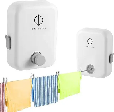 Image de Séchoir mural pliable - gain de place - acier inoxydable - 4,2 m