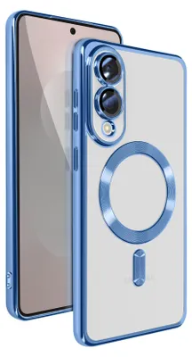 Produktbild von Avizar, MagSafe-Hülle für Samsung Galaxy S25 Edge Silikon mit Chromrahmen, Blau