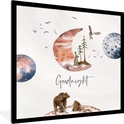 Produktbild von MuchoWow® Gerahmtes Poster Zitate - Gute Nacht - Sprichwörter - Kinder - Jungen - Mädchen - Kind 40x40 cm - Poster mit Schwarzem Bilderrahmen Wandposter Rahmen Foto Bilder - Mit Rahmen - Wanddekoration Schlafzimmer