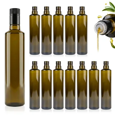 Zdjęcie produktu dla 40x Butelki szklane z dozownikiem Dorica Guala 500ml oliwkowa na oliwę, ocet, olej