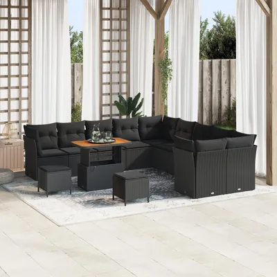 Image de vidaXL Ensemble de canapé de jardin avec coussin avec mémoire 13 pcs noir