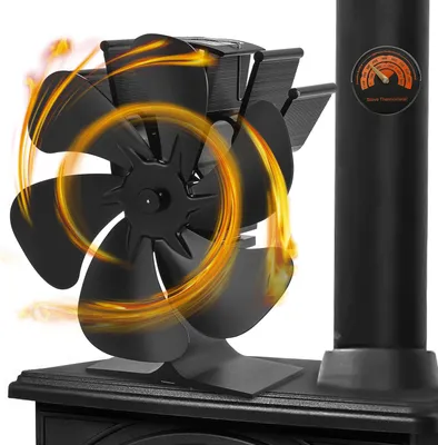 Immagine prodotto di Izrielar Ventilatore per caminetto a 6 pale, ventilatore elettrico per stufe a legna, funzionamento a basso rumore, ventilatore per stufe a legna / bruciatori a legna / caminetto rialzato