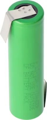 Productafbeelding van Sony Konion US18650VTC5D batterij, 3,6V tot 3,7V, 2800mAh, maximale stroomafname van 35A, met soldeertjes in Z-vorm