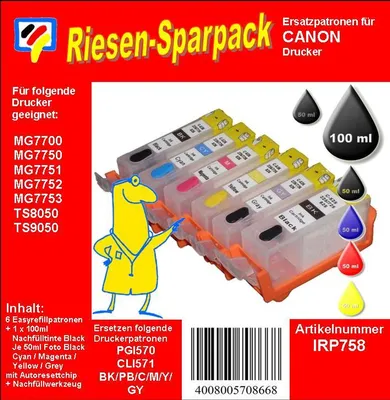 Produktbild von CISS / Easyrefill für PGI570 & CLI571 inkl. grau - Dr. Inkjet Starterpackung