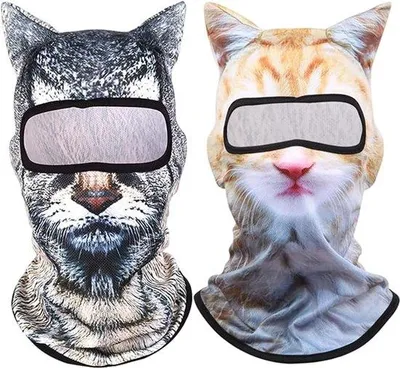 Produktbild von Kattenskimasker 2-delig zwart met UV-bescherming, winddicht, oren voor outdoor-aktivitäten