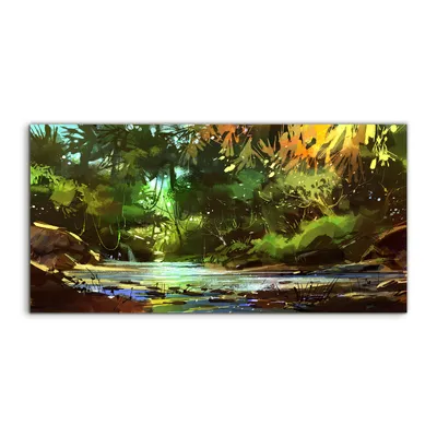 Produktbild von Coloray Canvas 120x60  Wandbild Leinwand Bilder abstrakt Dschungel tropisch Wald Wasser