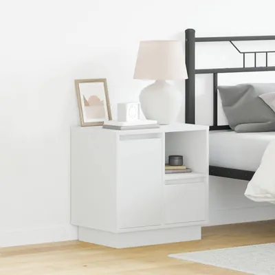 Zdjęcie produktu dla vidaXL Stolik nocny z szufladami Biały 50 x 34,5 x 50 cm Materiał drewnopochodny