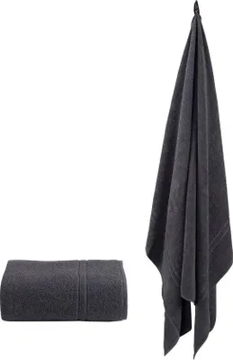 Produktbild von Unyqoos® XXL-Badetuch 2er-Set 100x150 cm | 100% Baumwolle 450 g/m² | Anthrazit – saugstarkes Saunatuch & Strandtuch