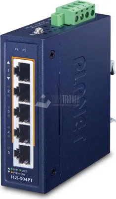 Immagine prodotto di PLANET Industrial 4-Port 10/100/1000T PoE+ + 1-Port GE