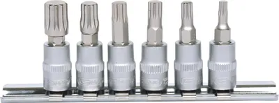 Produktbild von KS Tools 911.1547, Steckschlüssel-Satz, 1/4", 6 Kopf/Köpfe, Chrom-Vanadium-Stahl, DIN 3120, ISO 1174, 160 g