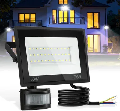 Immagine prodotto di Jayseuw Proiettore LED con sensore di movimento 50W illuminazione esterna proiettore faretto bianco freddo