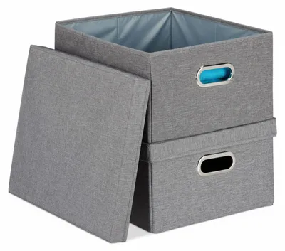 Image de relaxdays 10031603_111 2 relaxdays Aufbewahrungsbox 25,0 l grau 34,5 x 42,0 x 20,5 cm