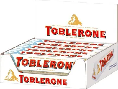 Produktbild von Toblerone white, Weiße Schokolade, 100 g, 2245 kJ, 535 kcal, 29,5 g, 62 g