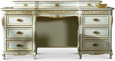 Produktbild von Casa Padrino Luxus Barock Schminkkommode Elfenbein / Gold 173 cm -  Italy