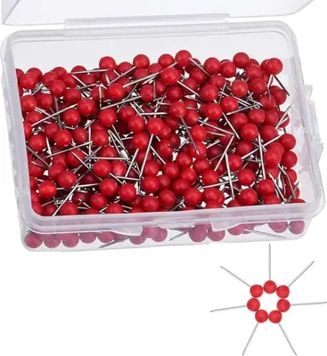 Produktbild von 400 Stück Weltkarte Pinnwand Nadeln Kleine Rote Reißnägel Heftzwecken Pins zum Markieren für Bulletin Board