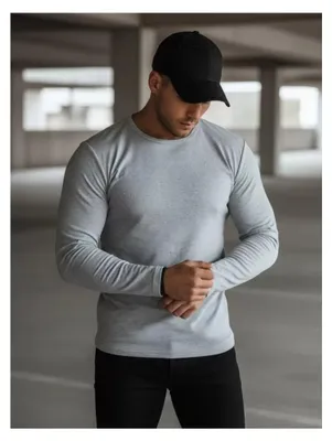 Imagen del producto de Dstreet. Camiseta de manga larga para hombre, color gris claro, talla XL