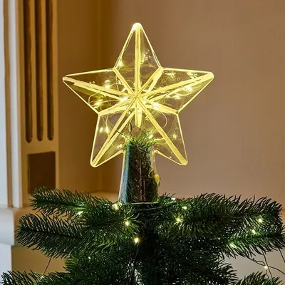 Produktbild von Sirius Weihnachtsbaumspitze Agnes 20 LED warmweiß 22cm batteriebetrieben Glas klar