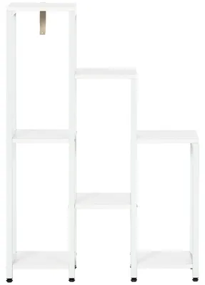 Image de Support à fleurs à 7 niveaux – Pour intérieur et extérieur – En MDF et acier – Dimensions : 65 x 23 x 94,5 cm – Blanc