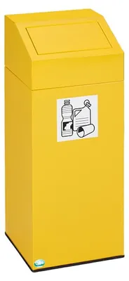 Produktbild von Selbstlöschender Wertstoffsammler "Wertstoffe" | 82 Liter, HxBxT 89x38x38cm | Verzinkter Stahl | Gelb