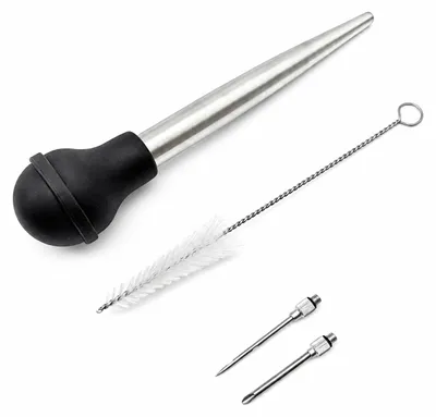 Edelstahl-Fleischinjektor mit 2 Nadeln, 26,5 cm, für BBQ