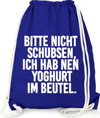 Immagine prodotto di Borsa da ginnastica, Per favore non spingetemi, ho uno yogurt nella borsa, Moonworks® blue unisize