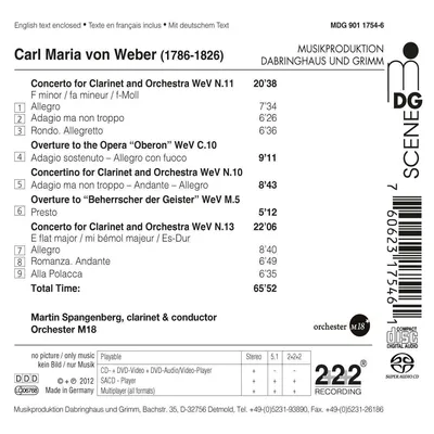 Produktbild von Spangenberg, M: Klarinettenkonzerte 1+2/Ouvertüren/Concertin