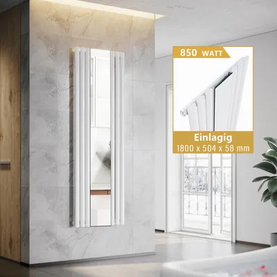 Produktbild von SONNI Heizkörper Röhrenheizkörper Vertikal Mit Spiegel Weiß 1800×504mm ohne Heizstab