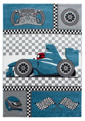 Produktbild von Kinder Teppich Kikki rechteckig, Farbe: Blau, Größe:140x200 cm