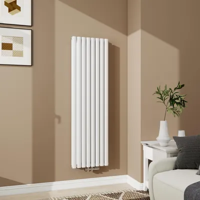 Produktbild von Acezanble Design Röhren Heizkörper Vertikal 1600x472 mm 1801W Weiß Oval Paneelheizkörper Mittelanschluss Doppellagig