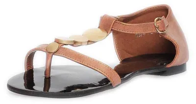 Produktbild von Damen Sandalen mit Metall-Applikationen Zehentrenner ; Bronze 38