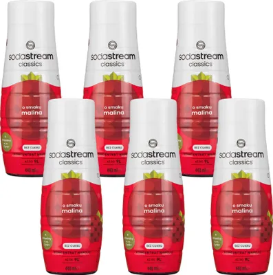 Image de SODASTREAM Sirop de framboise sans sucre 440ml, concentré, 6 pièces, set de boisson