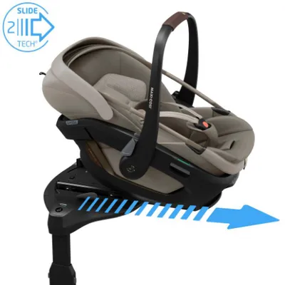 Produktbild von Maxi-Cosi Coral Slide Pro, ultraleichter Babyautositz mit SLIDETECH®2, flache liegeposition, G-CELL und freihändiges tragen, Sapphire Sand