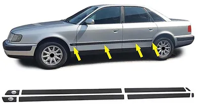 Für Audi 100 C4 90-94 Türleisten Seitenleisten Zierleiste LINKS RECHTS + CLIPS in der Farbe von Carparts-Online GmbH