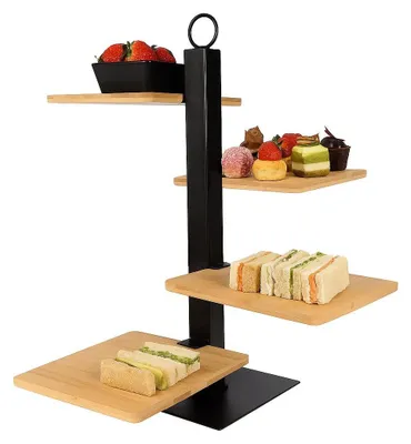 Immagine prodotto di Cookinglife 4 strati etagere / supporto di servizio + ciotole - Metallo nero