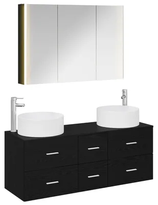 Produktbild von vidaXL Badezimmermöbel-Set 4 stk. Schwarze Eiche