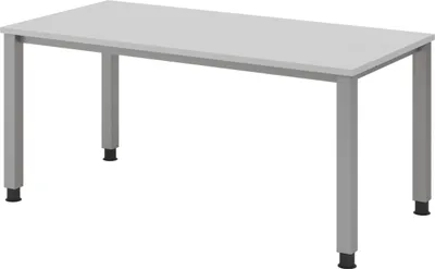 Produktbild von bümö Schreibtisch Serie-Q - Gestell: Silber, Größe:  160 x 80 cm, Nachbildung: Grau