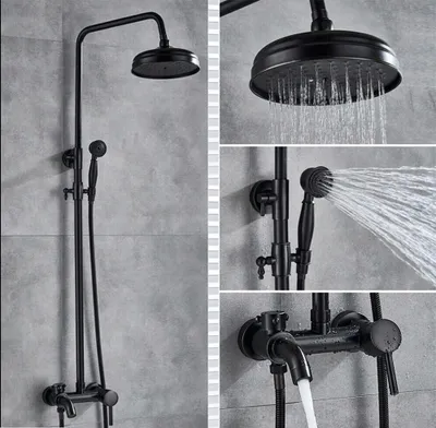 Zdjęcie produktu dla Czarny Naścienny System Prysznicowy Ze Stali Nierdzewnej Retro